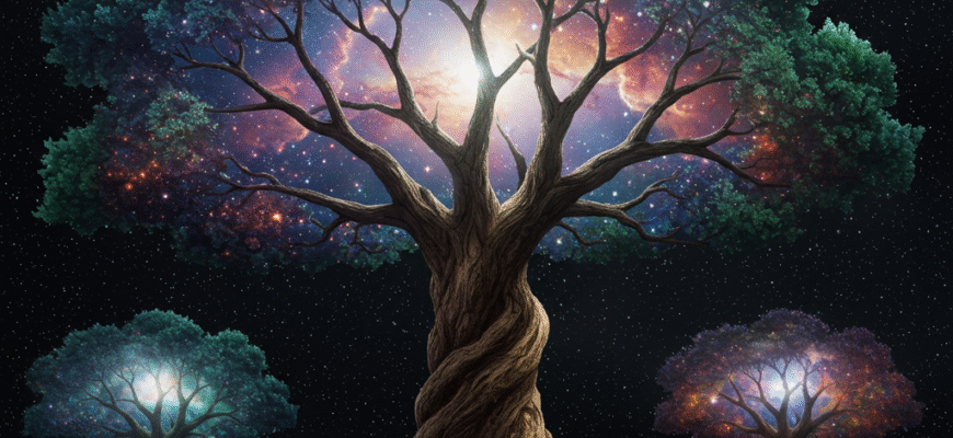 Cosmic Trees Whose Branches Held Different Heavenly Realms